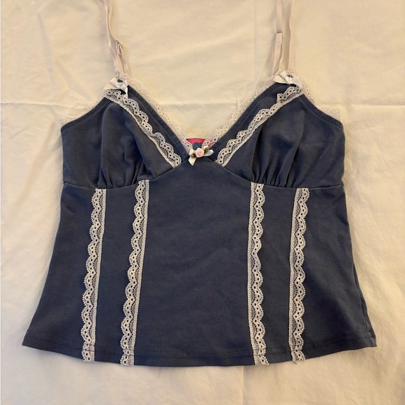 Edikted Tops - Edikted Blue Lace Trim Camisole